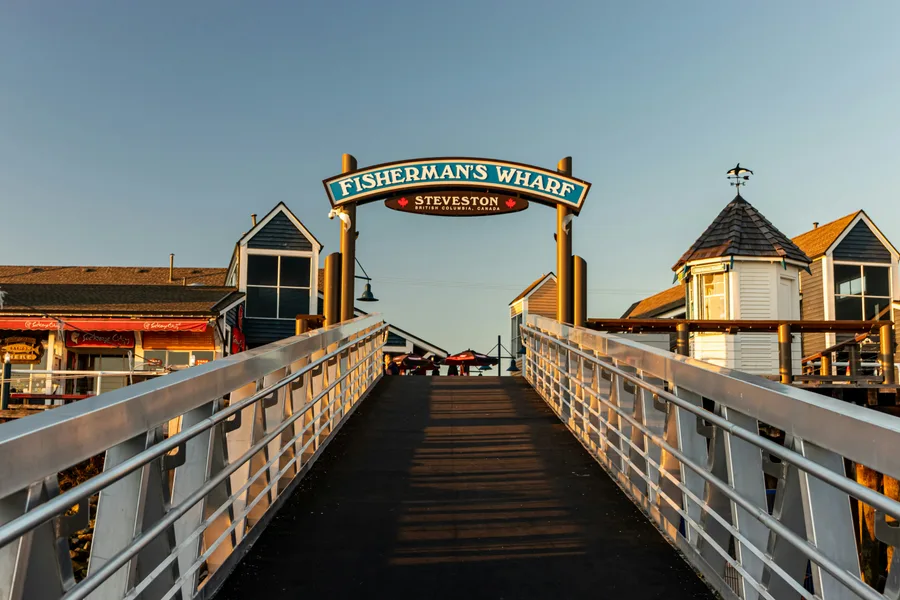 Brown and white wooden bridge near Steveston in Richmond